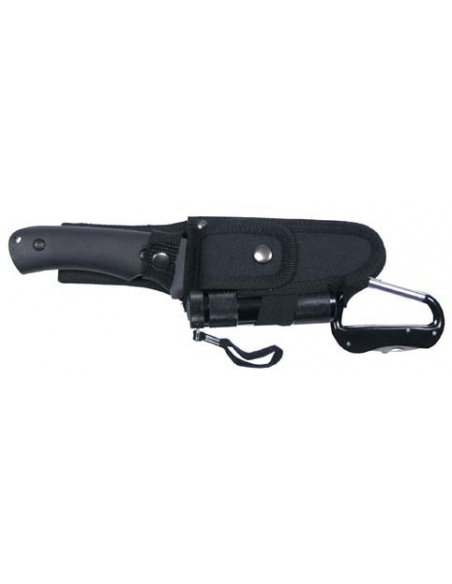 Conjunto de faca e canivete MFH com lanterna LED, preto