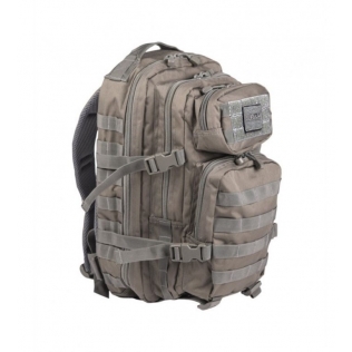 Mochila tática militar MilTec US Assault SM de 20 litros com estampa de folhagem e fecho de velcro.