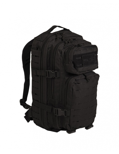 Mochila tática militar MilTec US Assault SM de 20 litros com corte a laser, preta.