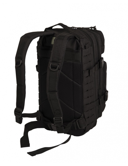 Compre a mochila tática militar MilTec US Assault SM de 20 litros com corte a laser na cor preta.