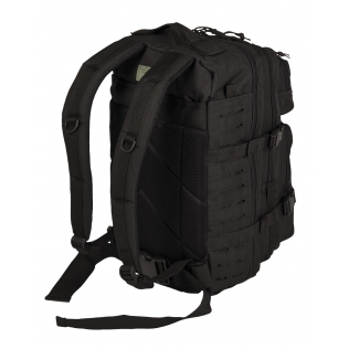 Mochila tática militar MilTec US Assault LG de 36 litros, preta, com corte a laser e fecho de velcro. 2