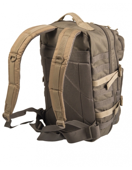 Compre a mochila tática militar MilTec US Assault LG Ranger de 36 litros nas cores verde e coyote.