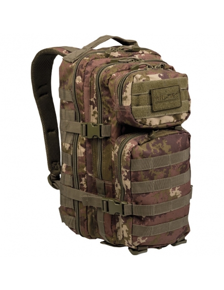 Mochila tática militar MilTec US Assault SM Vegetato de 20 litros com fecho frontal em velcro.