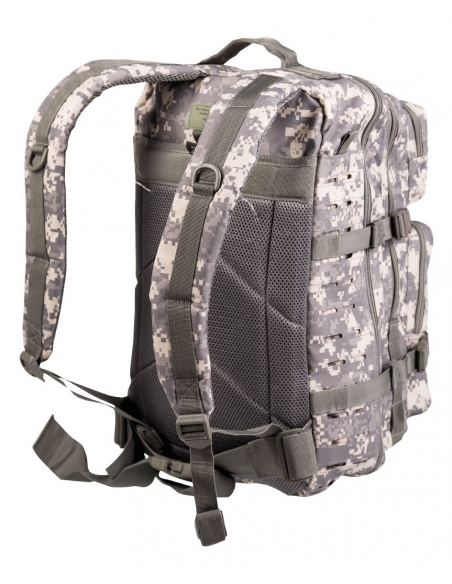 Compre a mochila tática militar digital MilTec US Assault LG de 36 litros com corte a laser.