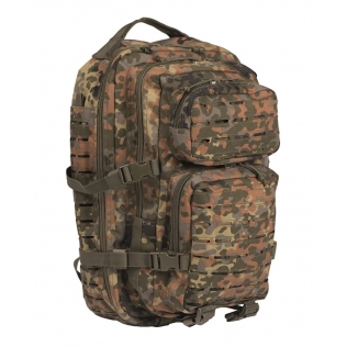 Mochila Tática Militar MilTec US Assault LG 36 Litros com Corte a Laser e Estampa Flecktarn