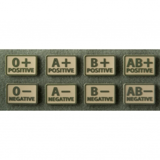 Conjunto de 2 adesivos Helikon-Tex para identificação do tipo sanguíneo, cor cáqui.