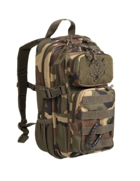 Mochila tática militar infantil MilTec US Assault Kids, 14 litros, cor Woodland.