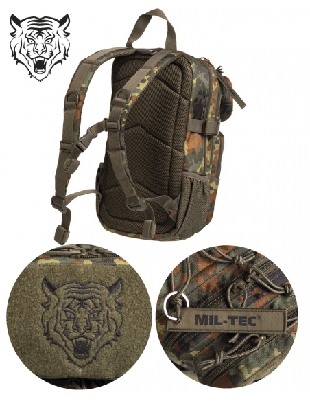 Compre a mochila tática militar infantil MilTec US Assault de 14 litros na cor Flecktarn.