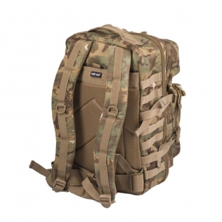 Mochila tática militar MilTec US Assault LG de 36 litros, camuflagem Woodland Arid, com fecho frontal em velcro. 2