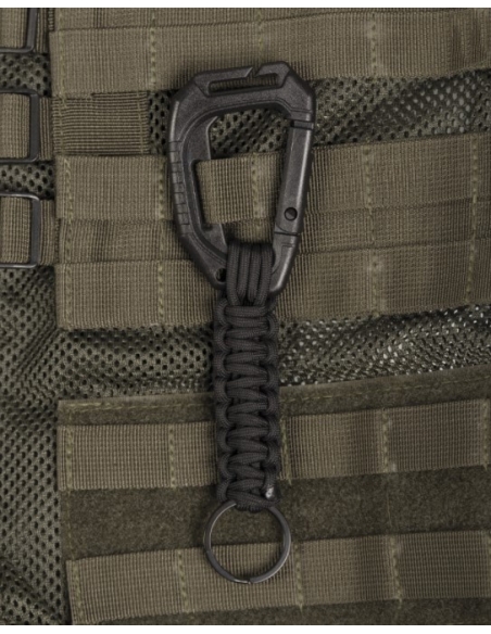 Compre o chaveiro MilTec em paracord com mosquetão Molle, preto.