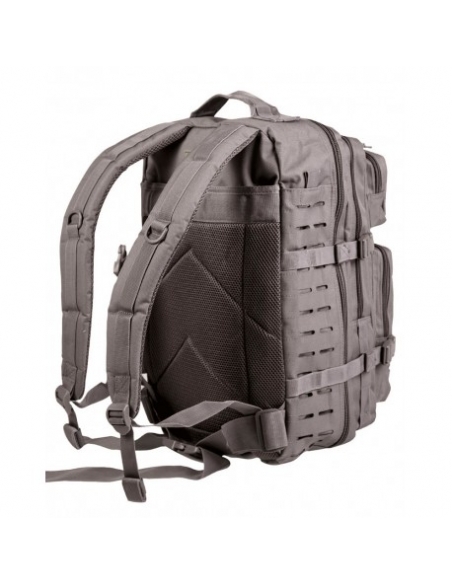 Compre a mochila tática militar MilTec US Assault LG de 36 litros, com corte a laser, na cor cinza urbano e fecho de velcro.