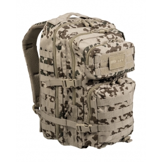 Mochila tática militar MilTec US Assault LG de 36 litros com camuflagem tropical e fecho de velcro.