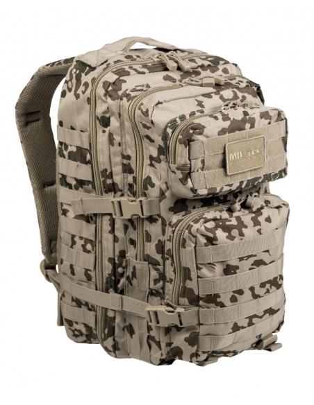 Mochila tática militar MilTec US Assault LG de 36 litros com camuflagem tropical e fecho de velcro.