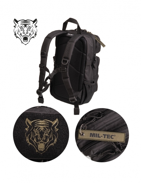 Compre a mochila tática militar infantil MilTec US Assault Kids de 14 litros na cor preta.
