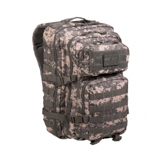 Mochila tática militar digital MilTec US Assault LG AT de 36 litros com velcro frontal