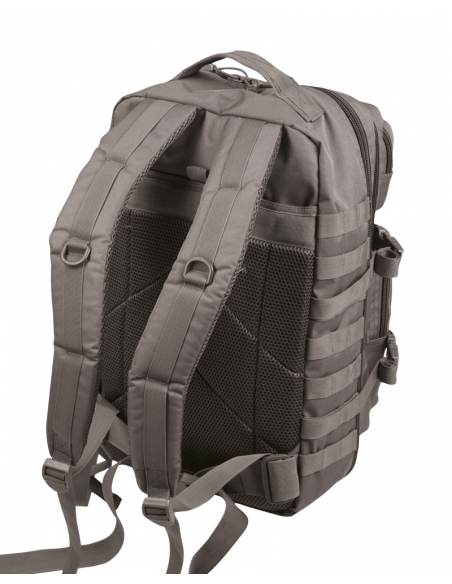 Compre a mochila tática militar MilTec US Assault LG de 36 litros na cor cinza urbano com fecho frontal em velcro.