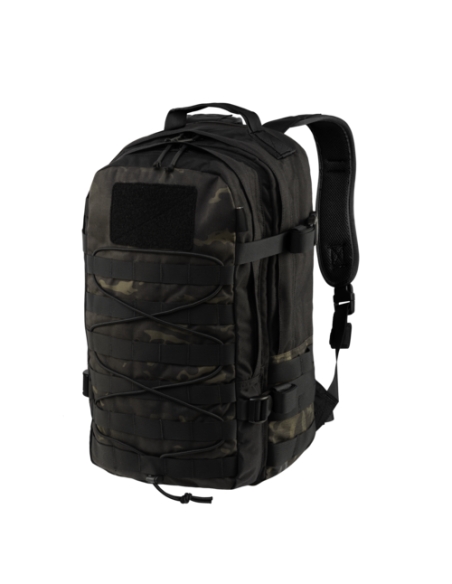 Mochila tática militar Helikon-Tex Raccoon MK2 de 20 litros, cor Multicam preta.