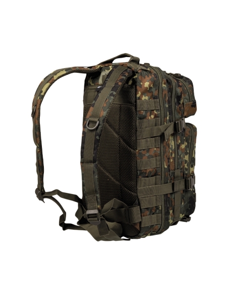 Compre a mochila tática militar MilTec US Assault SM de 20 litros com estampa Flecktarn e fecho de velcro.