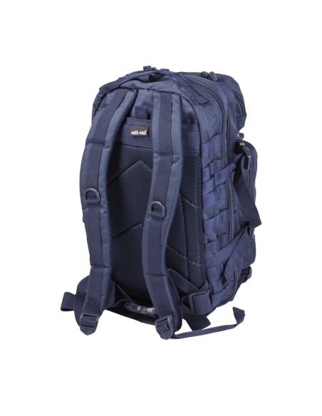 Compre a mochila militar tática MilTec US Assault SM de 20 litros na cor azul com fecho frontal em velcro.