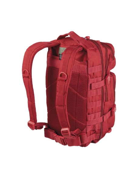 Compre a mochila tática militar MilTec US Assault SM de 20 litros na cor vermelha com fecho frontal em velcro.