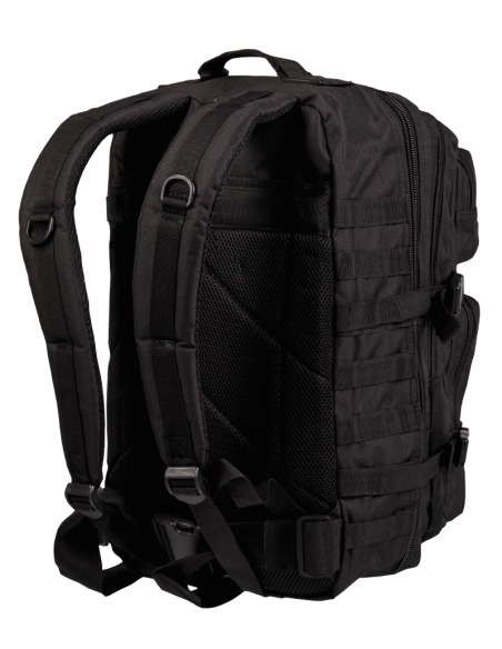 Compre a mochila tática militar MilTec US Assault LG de 36 litros na cor preta com fecho de velcro.