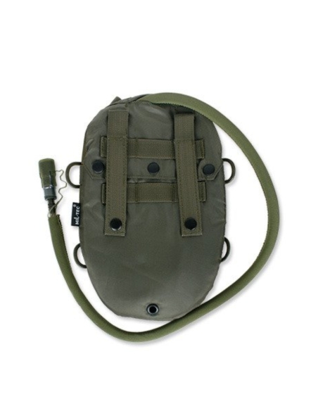 Mochila de hidratação MilTec Molle de 1 litro, verde na parte traseira.