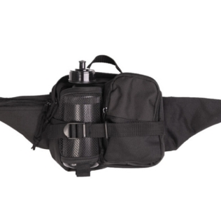 Bolsa de cintura tática MilTec com cantil, preta.