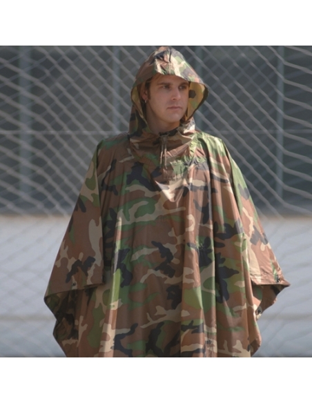 Poncho de chuva militar MILTEC Ripstop Woodland