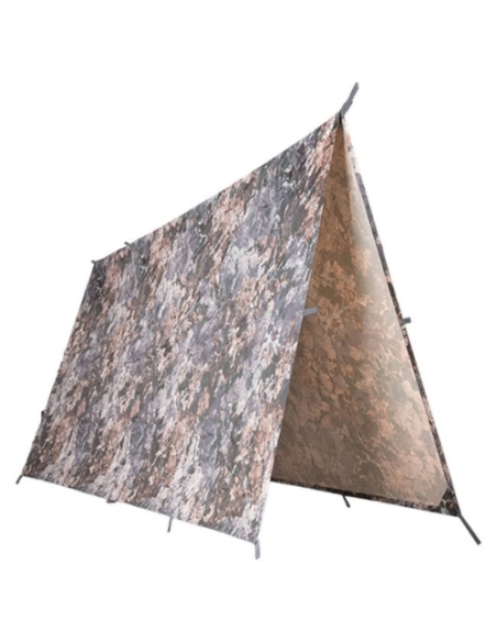 Lona improvisada de 3x3m com camuflagem MilTec WASP Z1B.