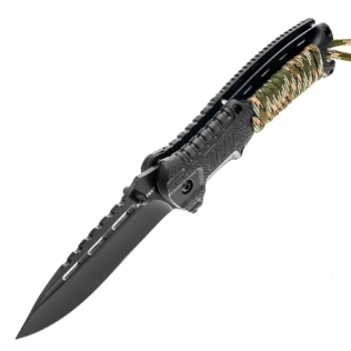 Faca MILTEC de paracord com iniciador de fogo em camuflagem 2