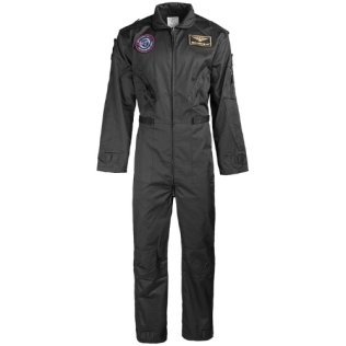 Macacão de aviador preto MILTEC US com patches