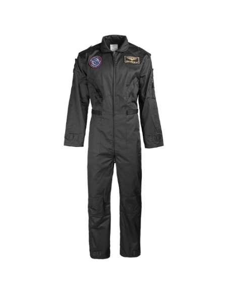 Macacão de aviador preto MILTEC US com patches