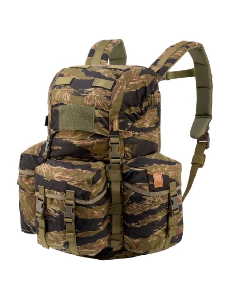 Mochila tática militar Helikon-Tex Bergen de 18 litros com estampa de tigre.
